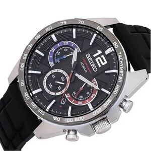 Seiko Essentials SSB347 Quartz Chronograph w/Tachymeter Bezel & Black ion-finish